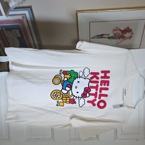 Hello Kitty White Tee with Colorful Bicycle Graphic